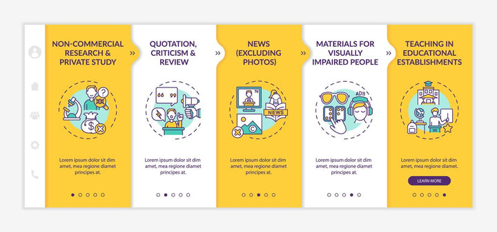 Copyright specificity onboarding vector template bundle