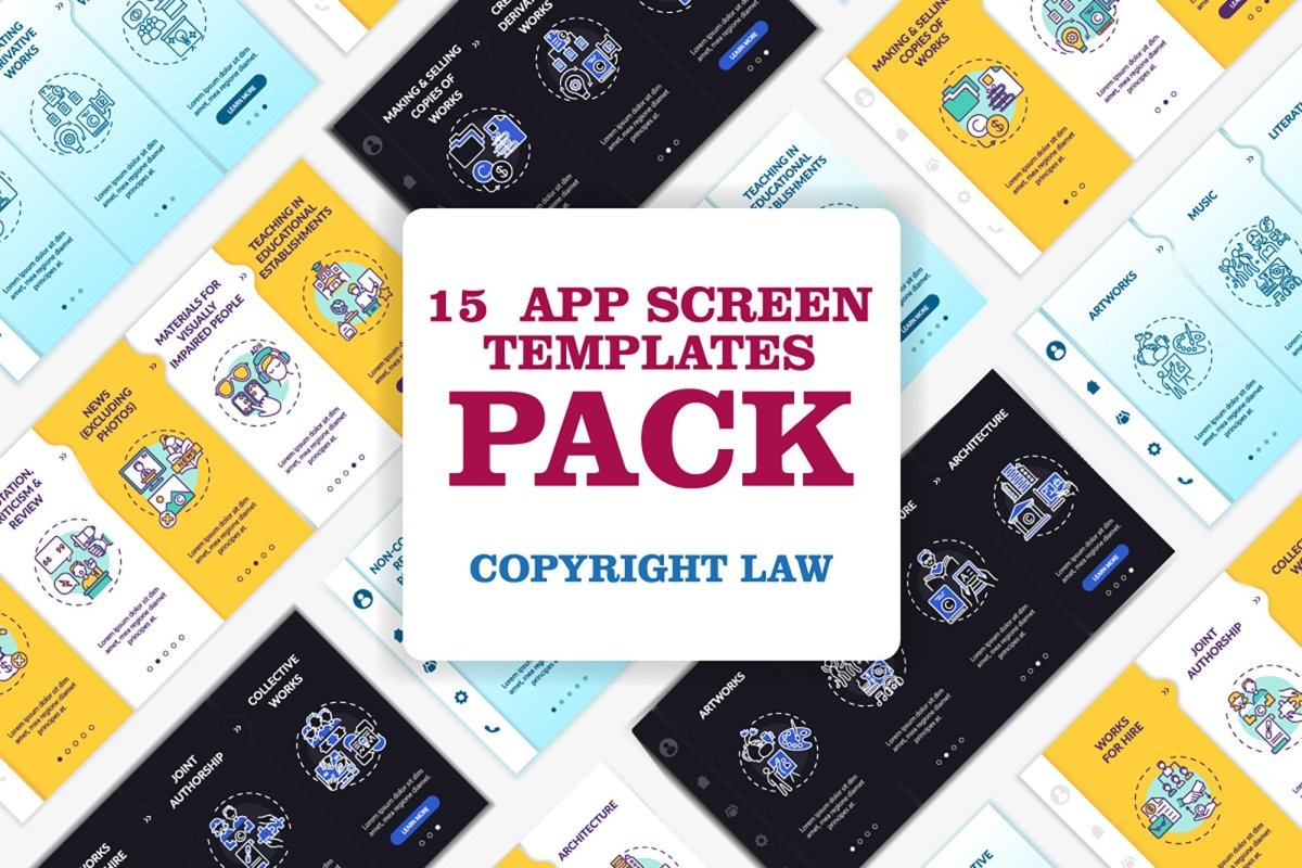 Copyright specificity onboarding vector template bundle