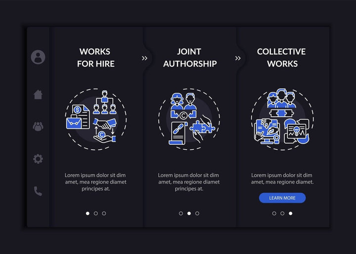 Copyright specificity onboarding vector template bundle