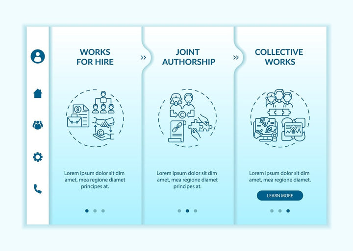 Copyright specificity onboarding vector template bundle