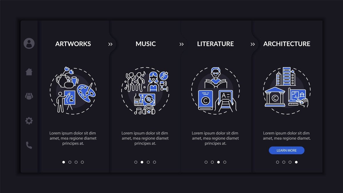 Copyright specificity onboarding vector template bundle