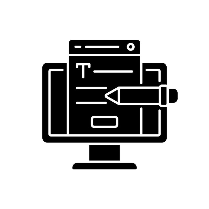 Copywriting black glyph icons set on white space