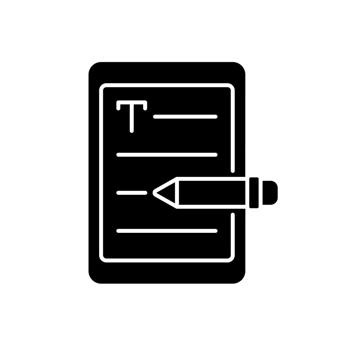 Copywriting black glyph icons set on white space