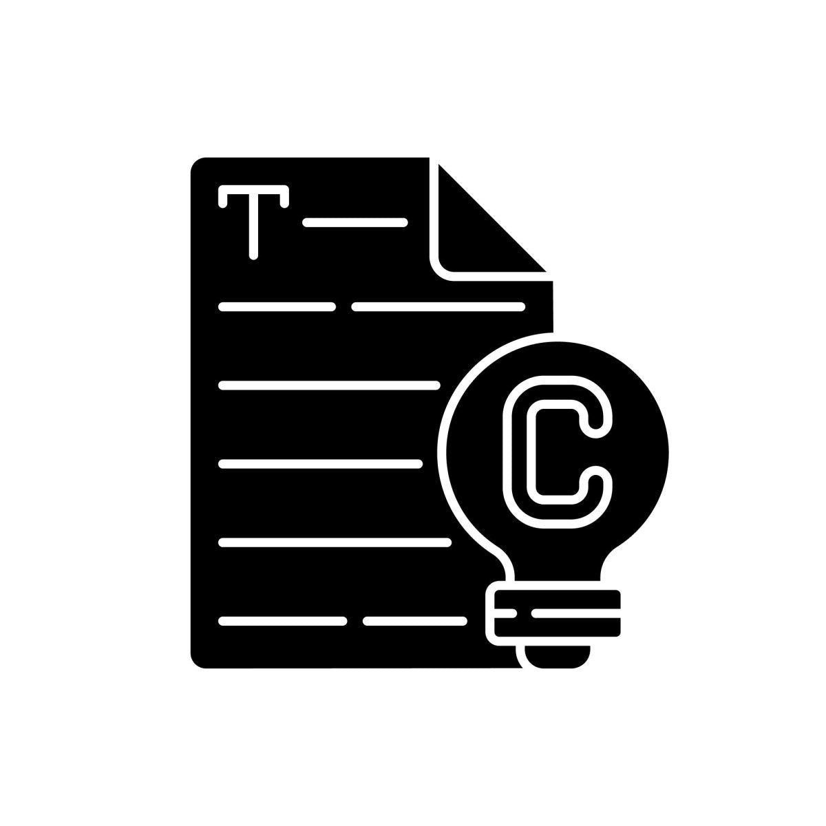 Copywriting black glyph icons set on white space