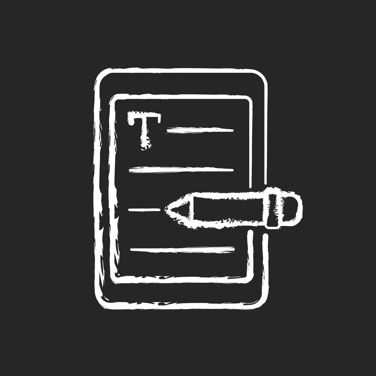 Copywriting chalk white icons set on black background