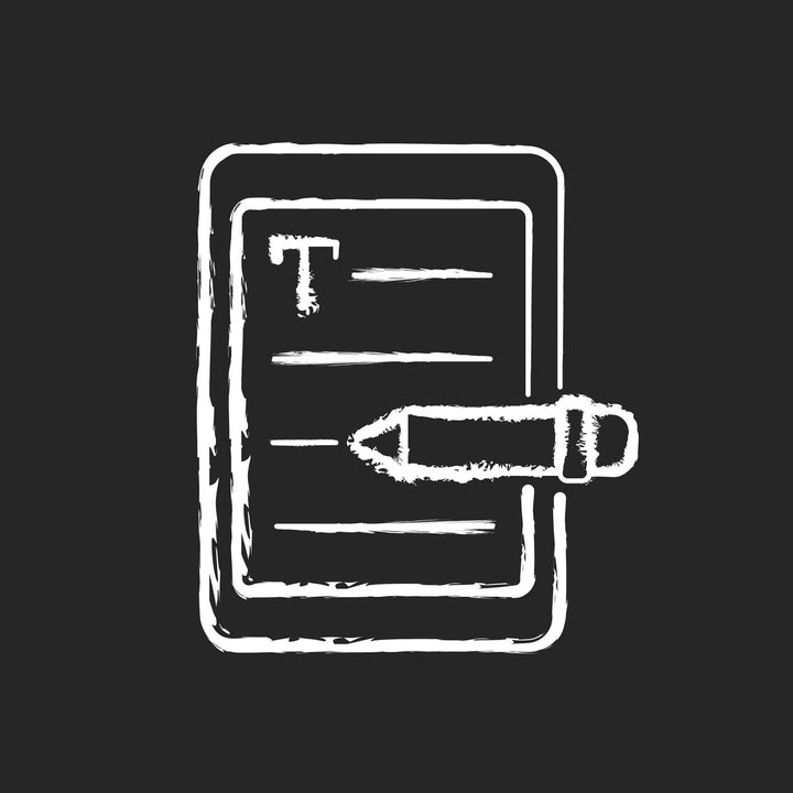 Copywriting chalk white icons set on black background