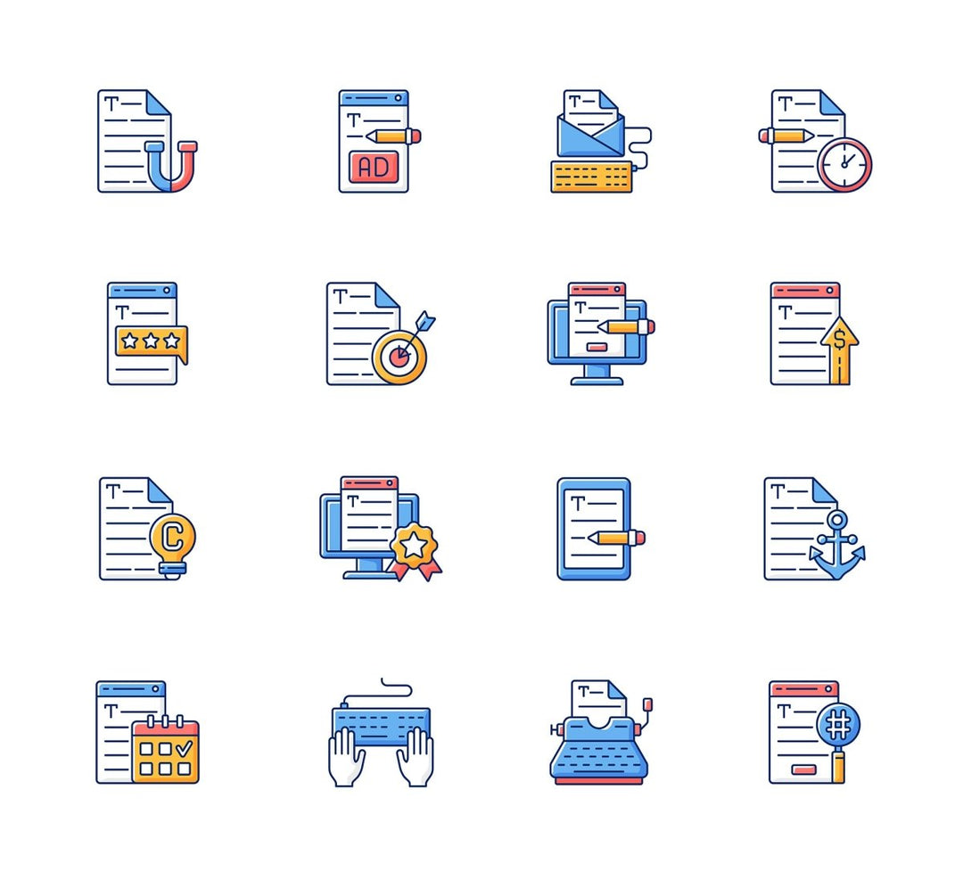 Copywriting RGB color icons set