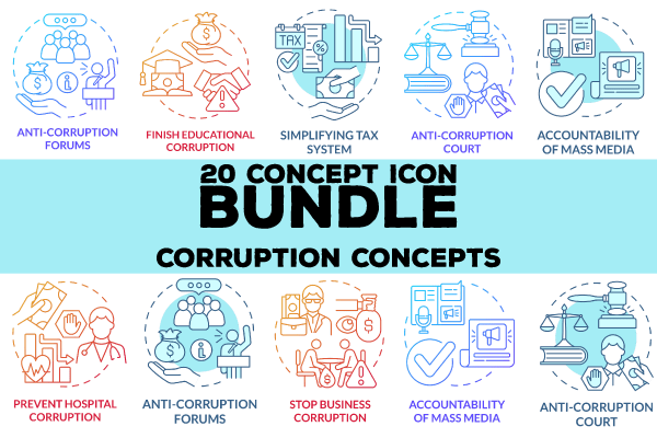 Corruption Concept Icons Bundle