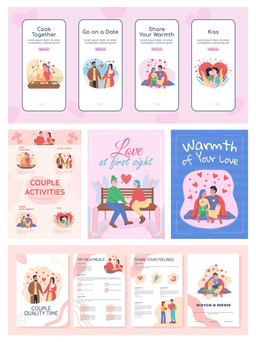 Couple activities vector template bundle