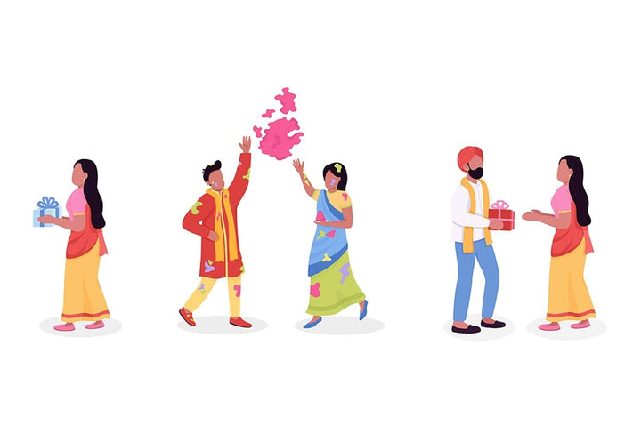 Couple celebrating festival flat color vector characters