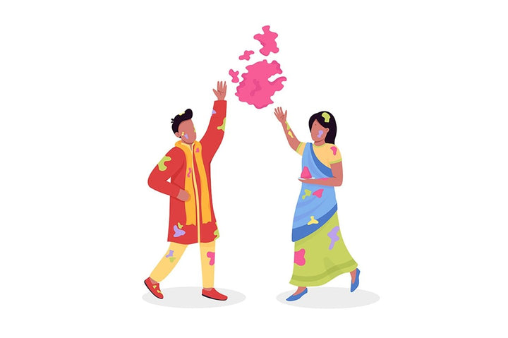 Couple celebrating festival flat color vector characters