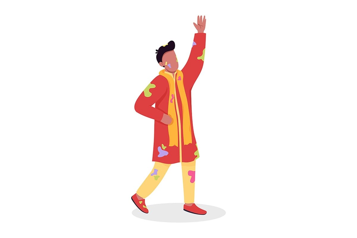 Couple celebrating festival flat color vector characters