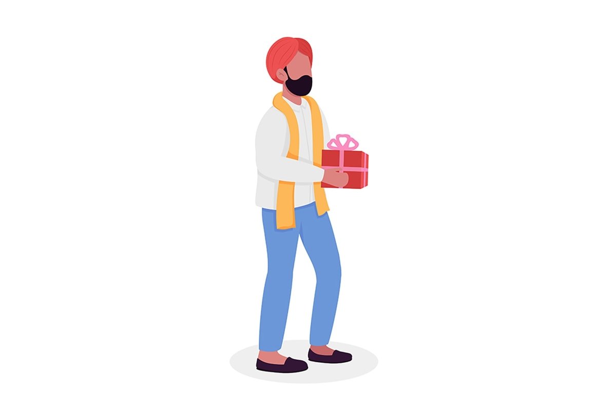 Couple celebrating festival flat color vector characters