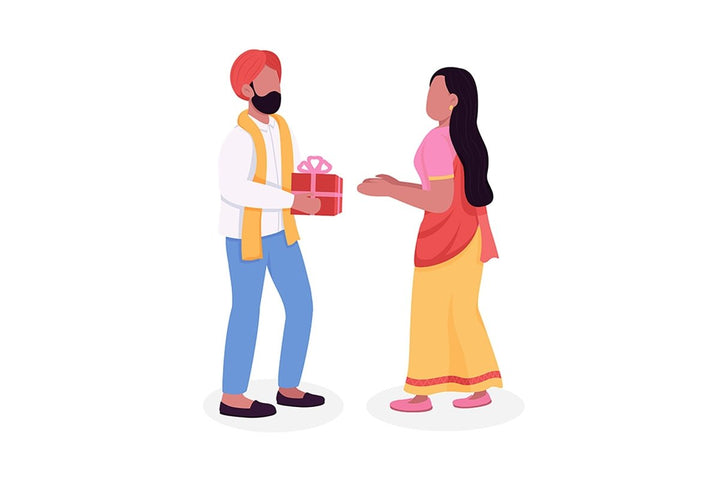 Couple celebrating festival flat color vector characters