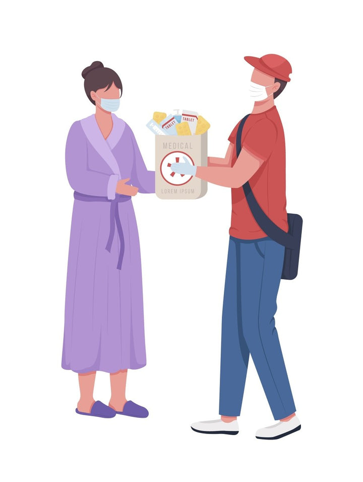 Courier delivery semi flat color vector characters