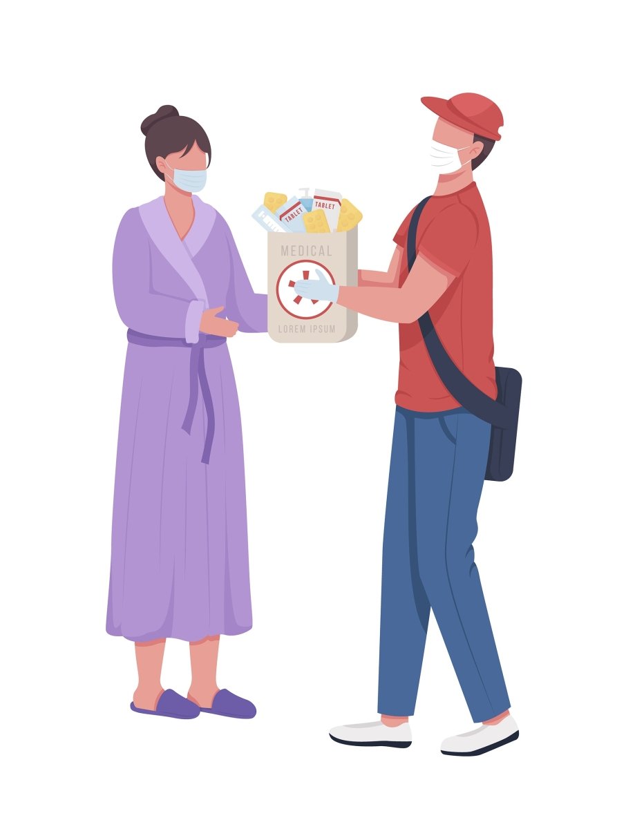 Courier delivery semi flat color vector characters