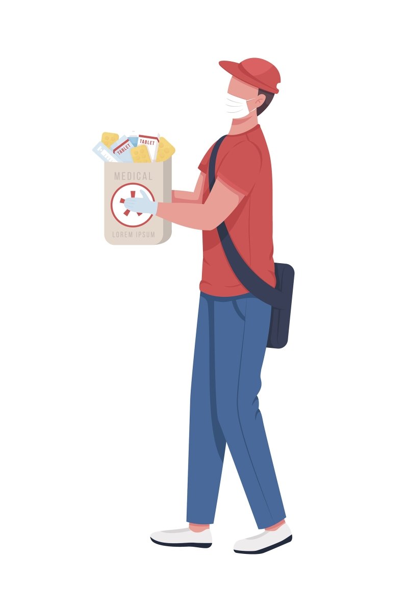 Courier delivery semi flat color vector characters