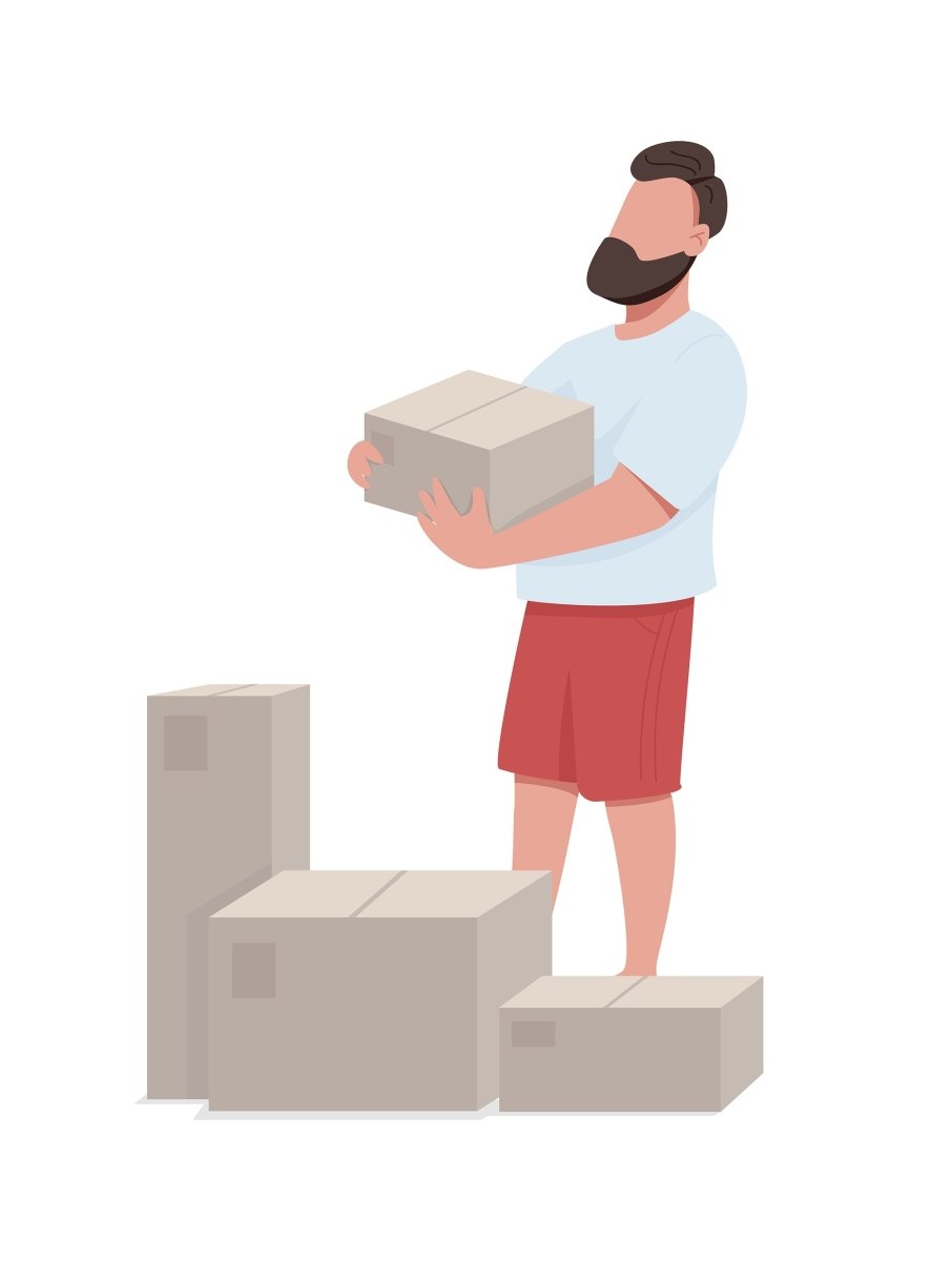 Courier delivery semi flat color vector characters