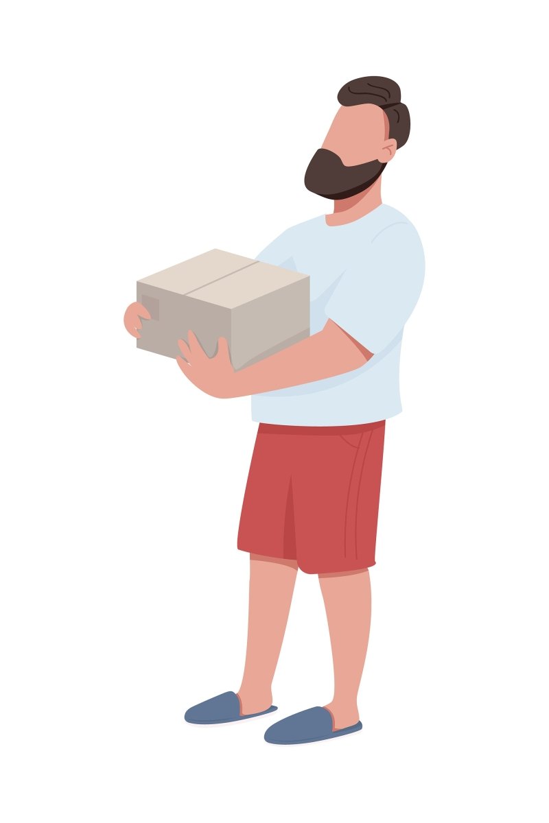 Courier delivery semi flat color vector characters