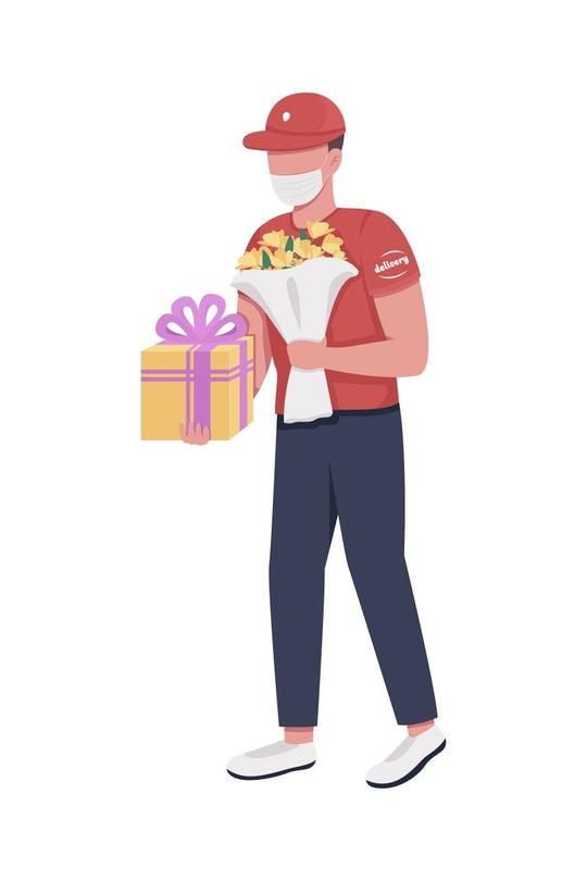 Courier delivery semi flat color vector characters