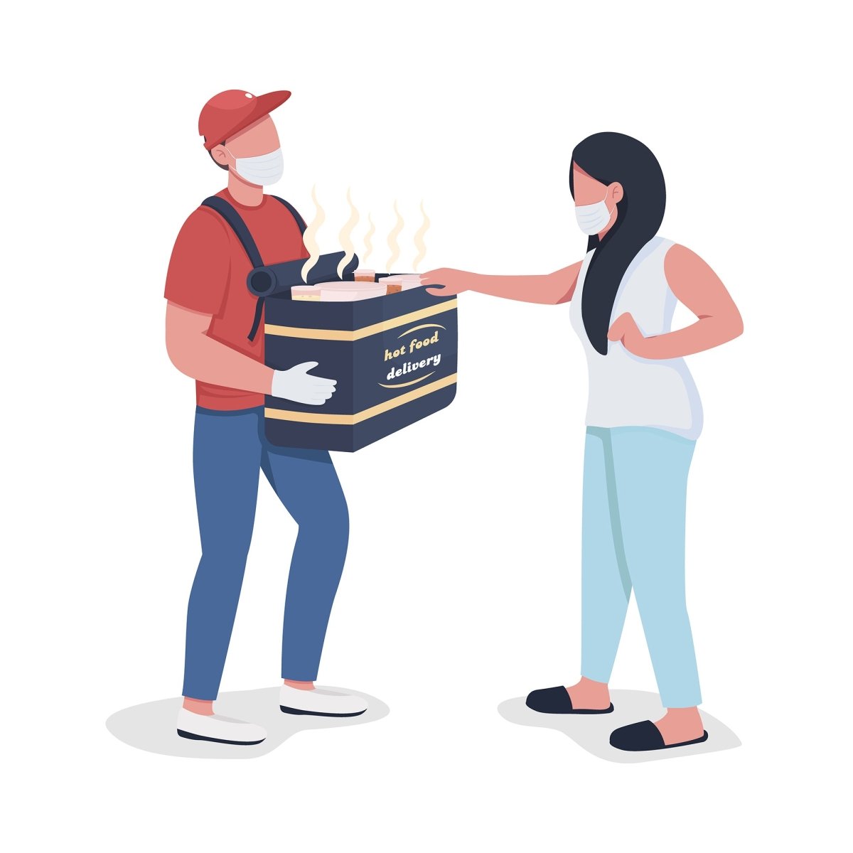 Courier delivery semi flat color vector characters