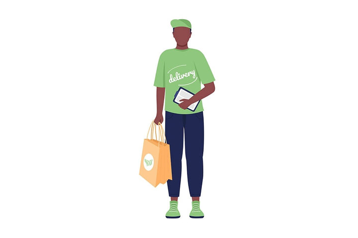 Courier from eco delivery semi flat color vector character set