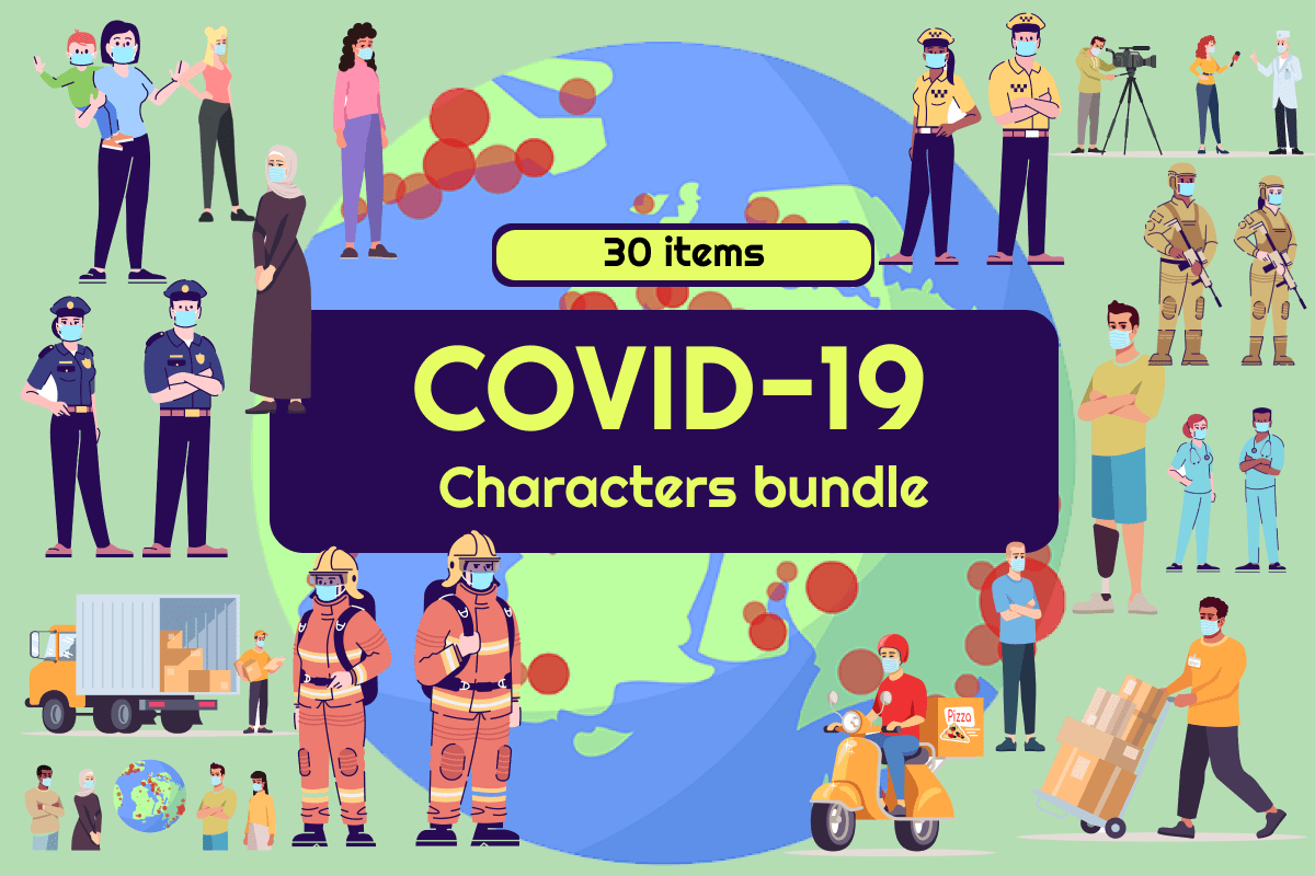 Covid-19 characters bundle