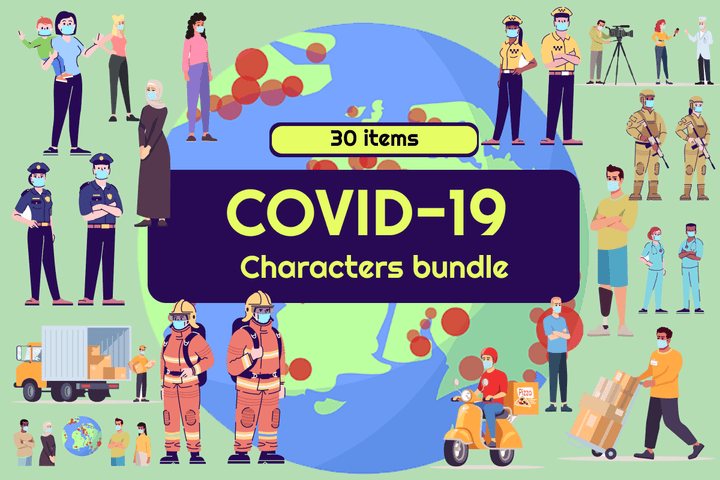 Covid-19 characters bundle