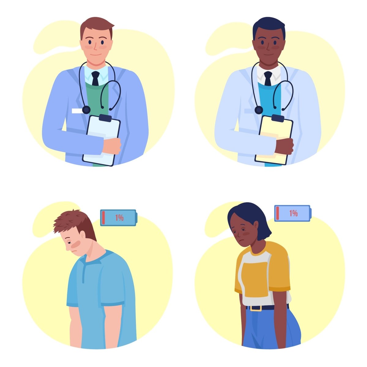 Covid syndrome color vector character set