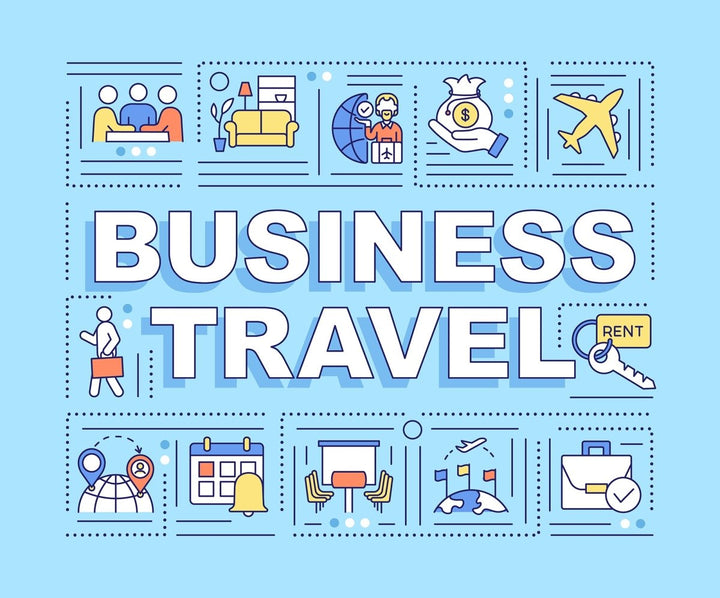 Covid travel word concepts banner set