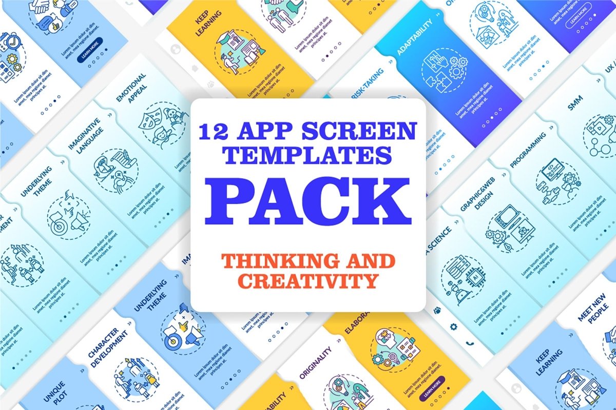 Creative thinking onboarding vector template bundle