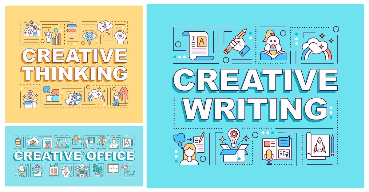 Creative thinking word concepts banner set