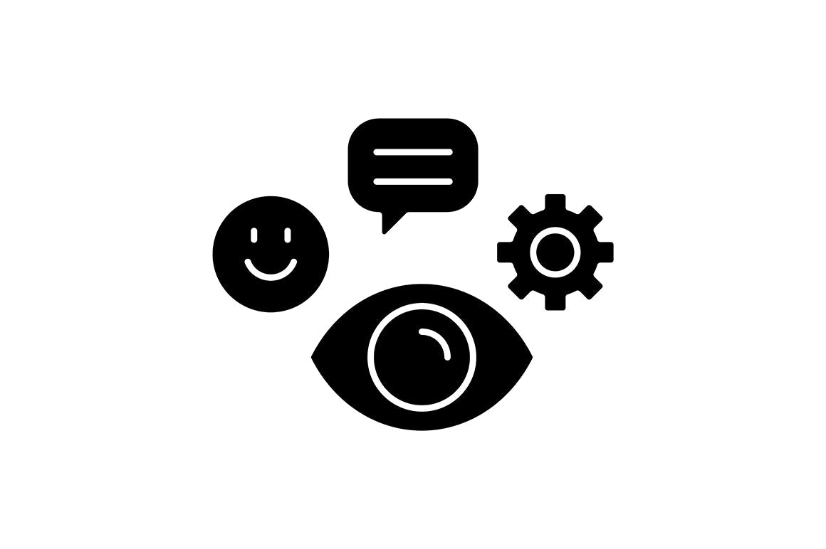 Critical thinking black glyph icons set on white space