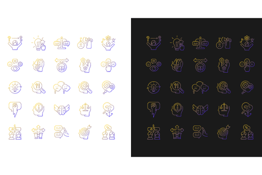 Critical thinking gradient icons set for dark and light mode