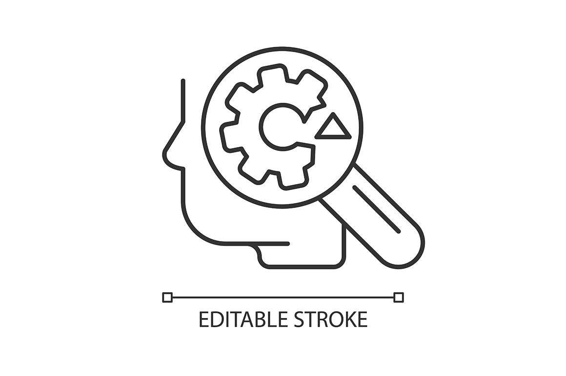 Critical thinking linear icons set for dark and light mode