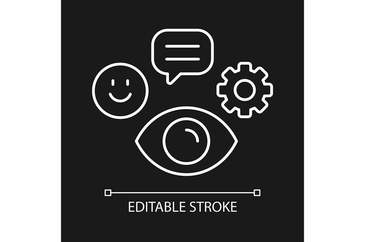 Critical thinking linear icons set for dark and light mode
