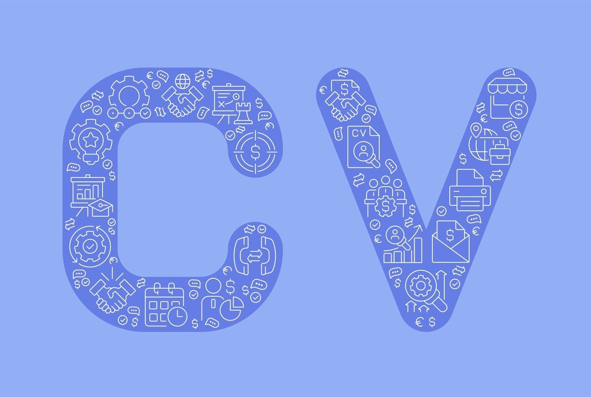 Curriculum vitae pixel perfect shaped concept filled with editable linear icons