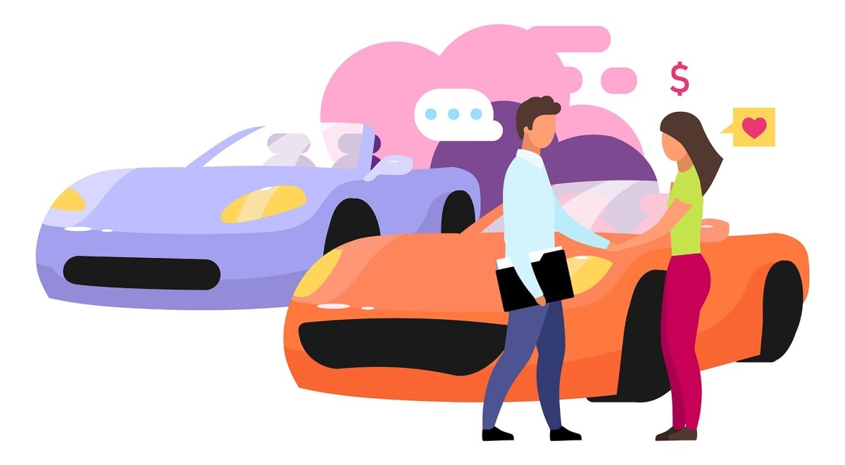 Customers and sellers flat vector illustrations set