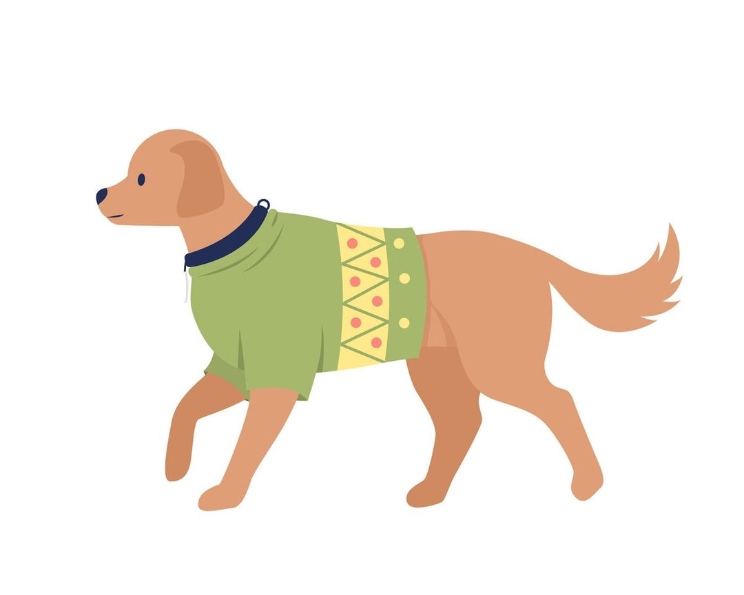 Cute big dog with christmas sweater outfit semi flat color vector character