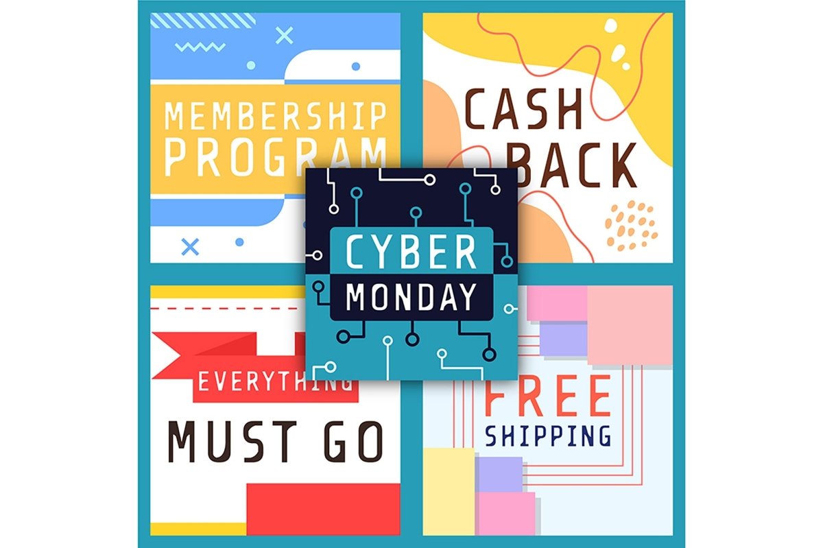 Cyber monday bold promotional poster set