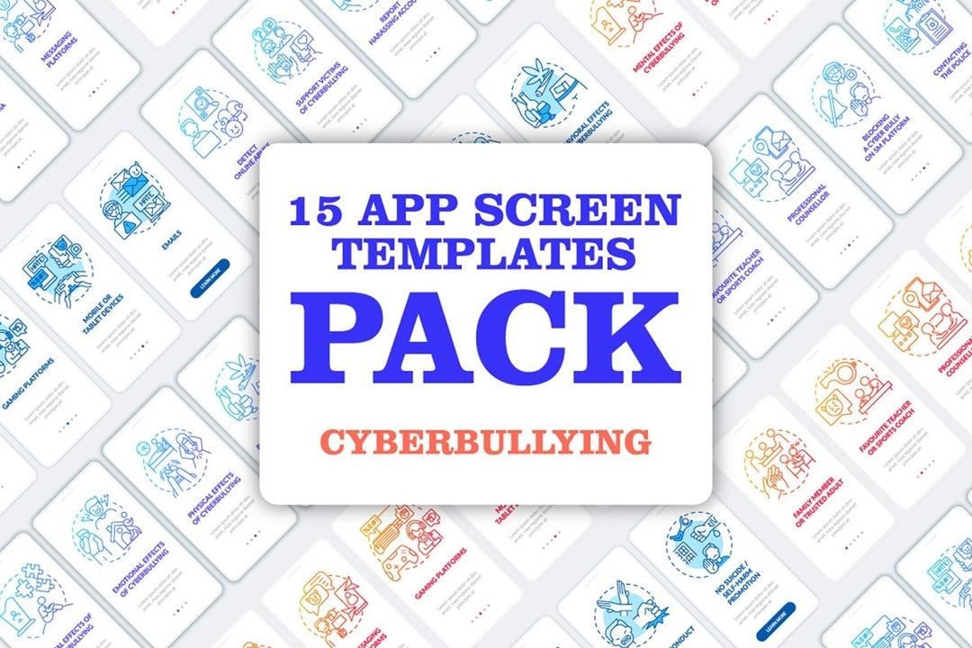 Cyberbullying sources onboarding mobile app page bundle