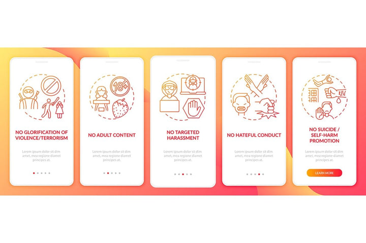 Cyberbullying sources onboarding mobile app page bundle
