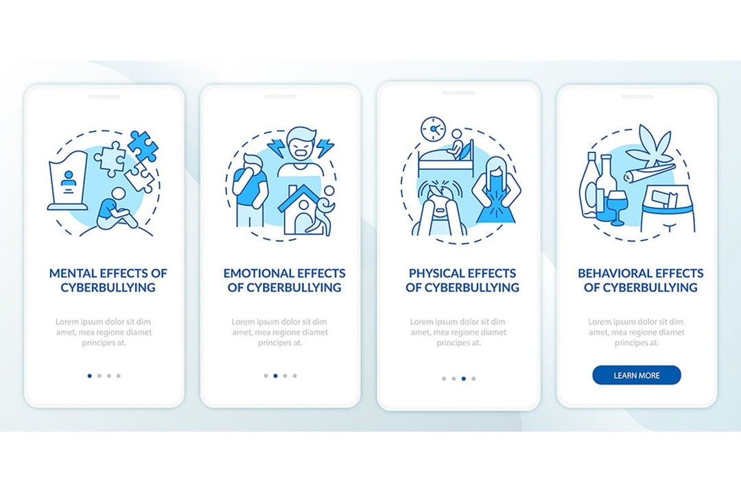 Cyberbullying sources onboarding mobile app page bundle