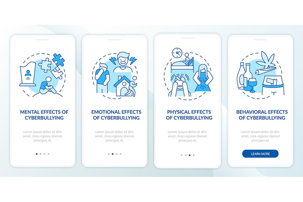 Cyberbullying sources onboarding mobile app page bundle