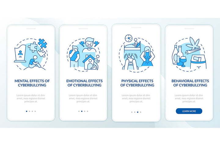 Cyberbullying sources onboarding mobile app page bundle