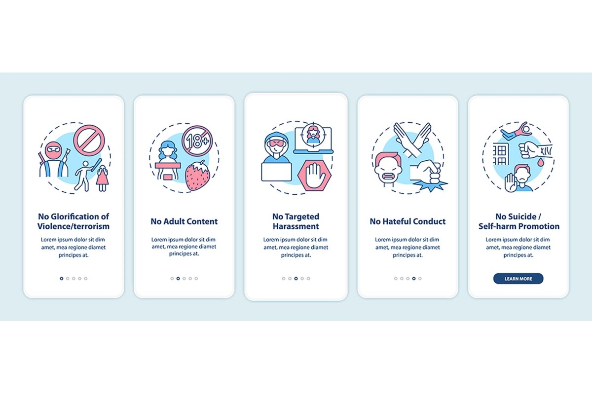Cyberharassment sources mobile app page set