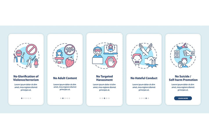 Cyberharassment sources mobile app page set
