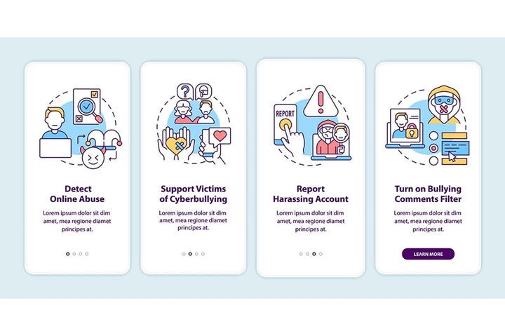 Cyberharassment sources mobile app page set