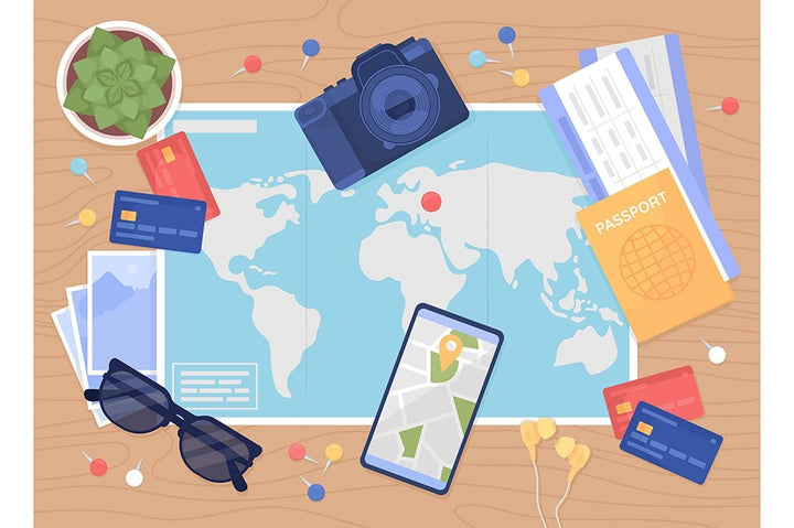 Daily activities flat color vector illustration set
