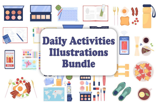 Daily activities vector illustration bundle